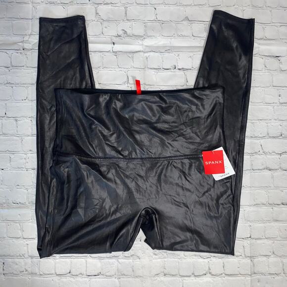 Spanx 1X NWT Faux Leather Leggings Shaping High Rise‎ Sculpt Moto Y2K Athleisure - Picture 2 of 8